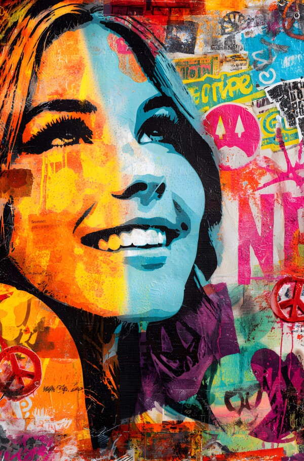 Klebeposter Hippie-Frau Y02