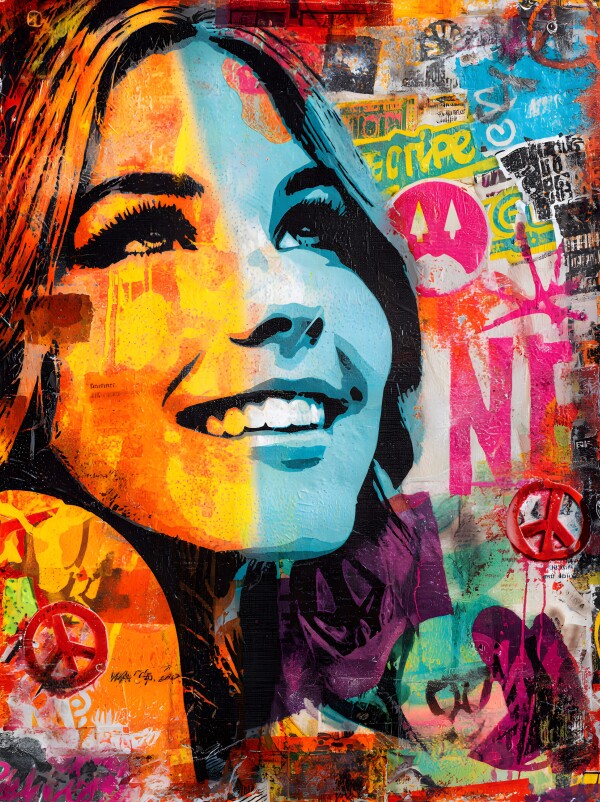 Klebeposter Hippie-Frau Y02