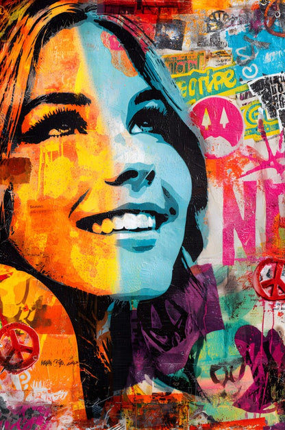Klebeposter Hippie-Frau Y02