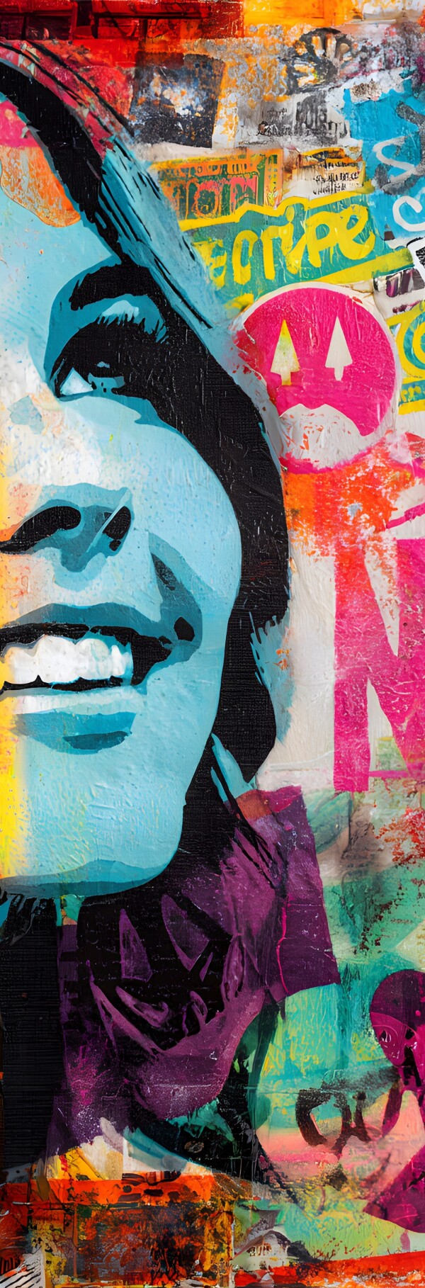 Klebeposter Hippie-Frau Y02