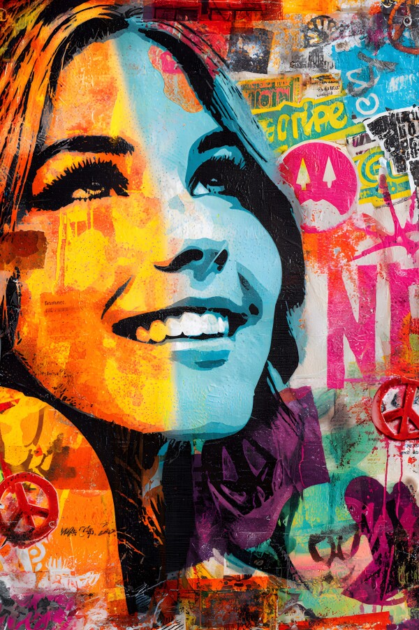 Klebeposter Hippie-Frau Y02