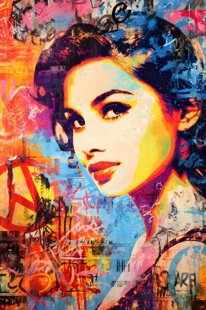 Klebeposter Hippie-Frau Y03