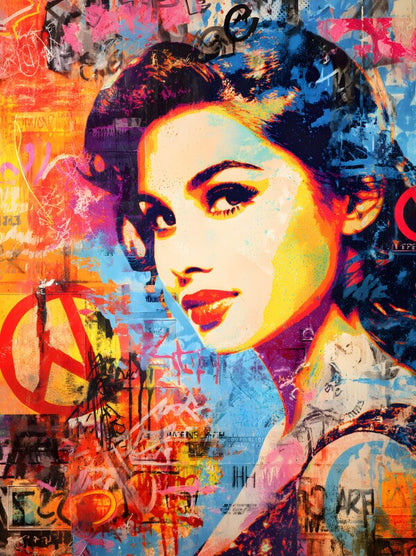 Klebeposter Hippie-Frau Y03