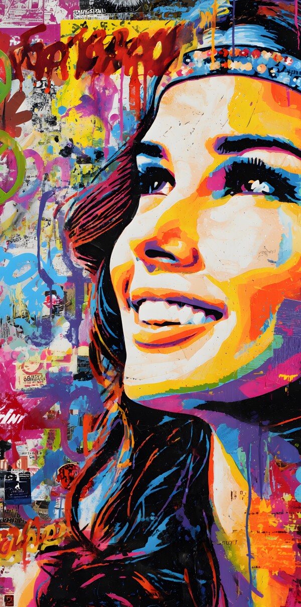 Klebeposter Hippie-Frau Y04