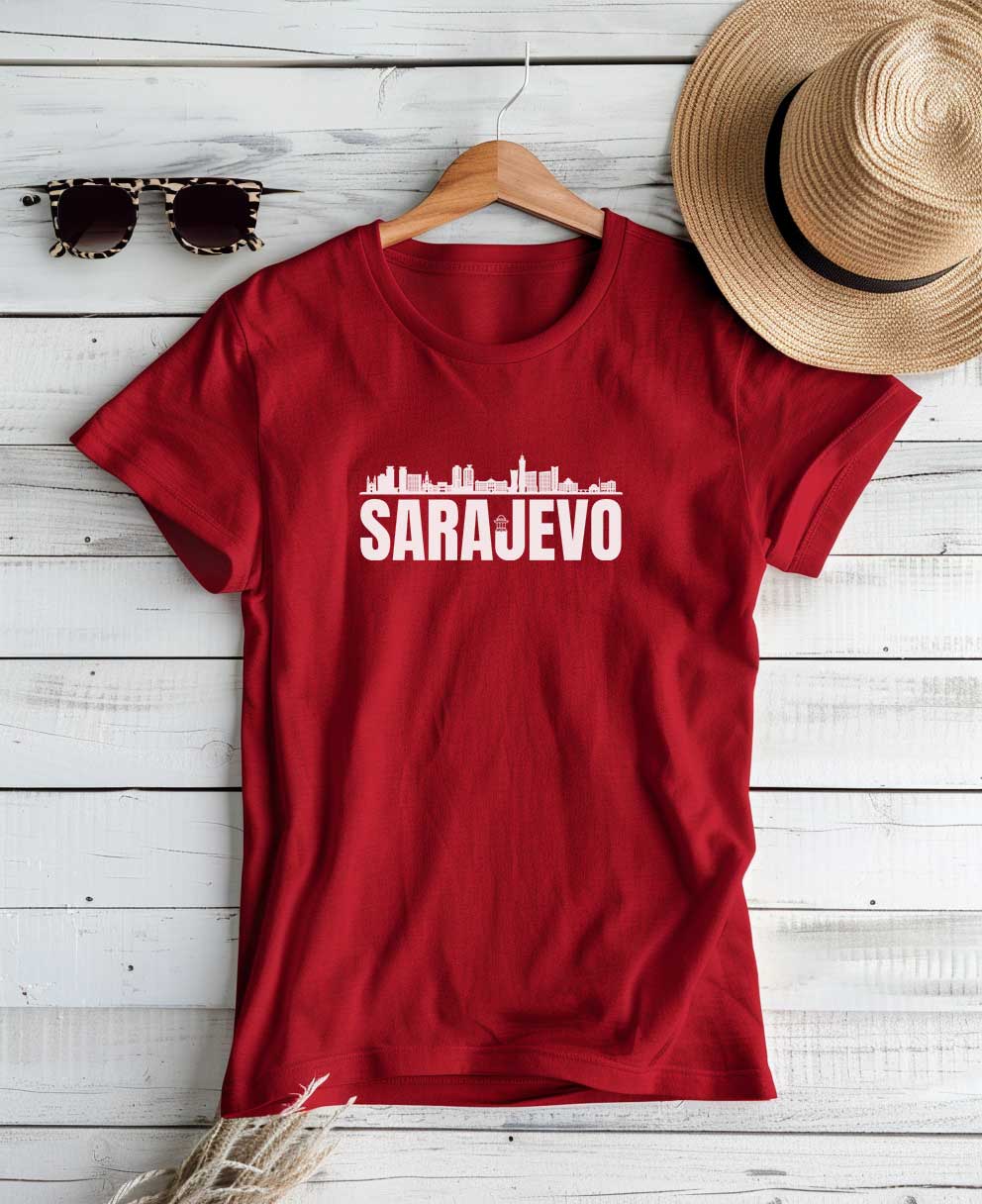 Slim-Fit-Damen-T-Shirt mit Sarajevo-Motiv
