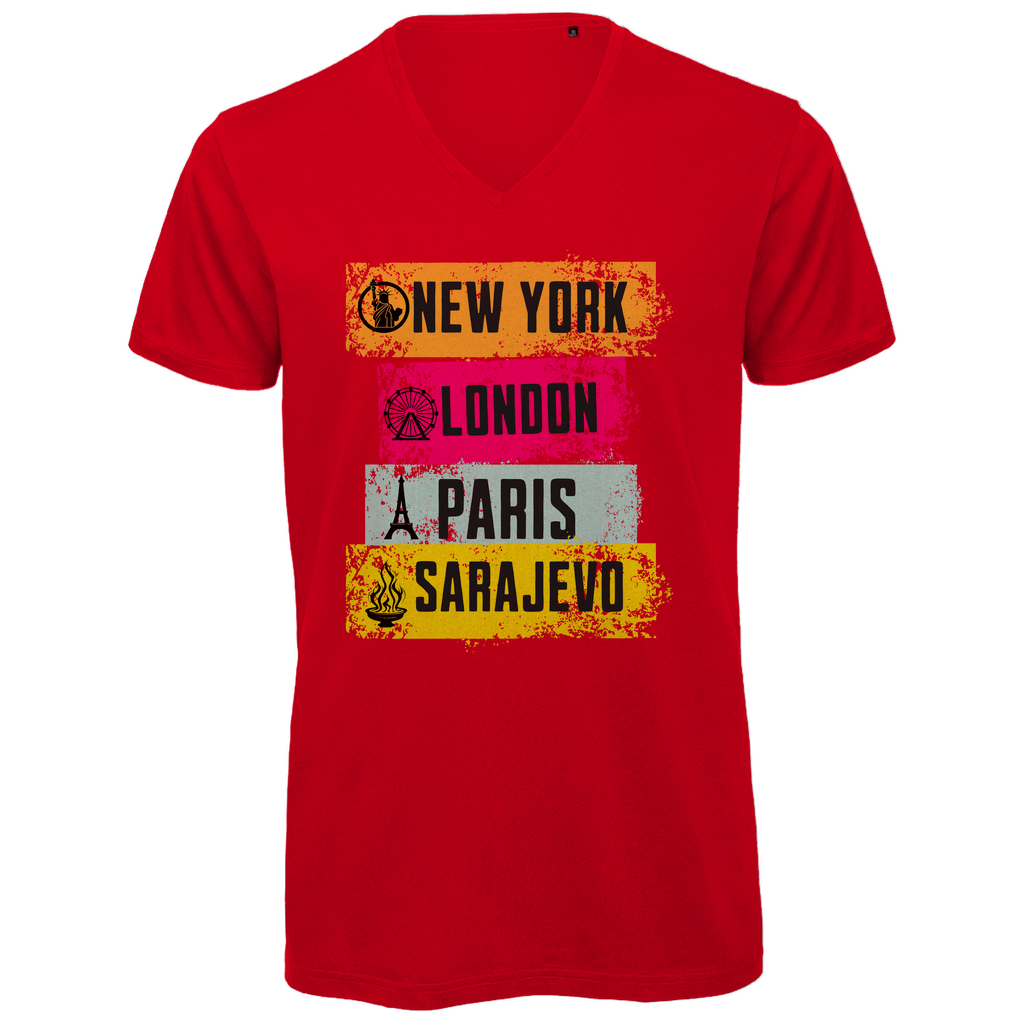 Metropole Herren Premium Bio V-Neck T-Shirt