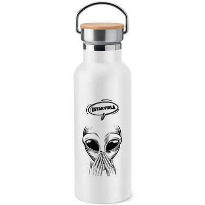 Estakvirla  Edelstahl-Trinkflasche mit Bambusdeckel