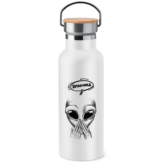 Estakvirla  Edelstahl-Trinkflasche mit Bambusdeckel