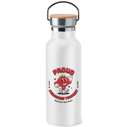 Proud Paradise Tourist Edelstahl-Trinkflasche mit Bambusdeckel