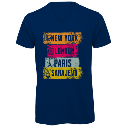 Metropole Herren Premium Bio V-Neck T-Shirt