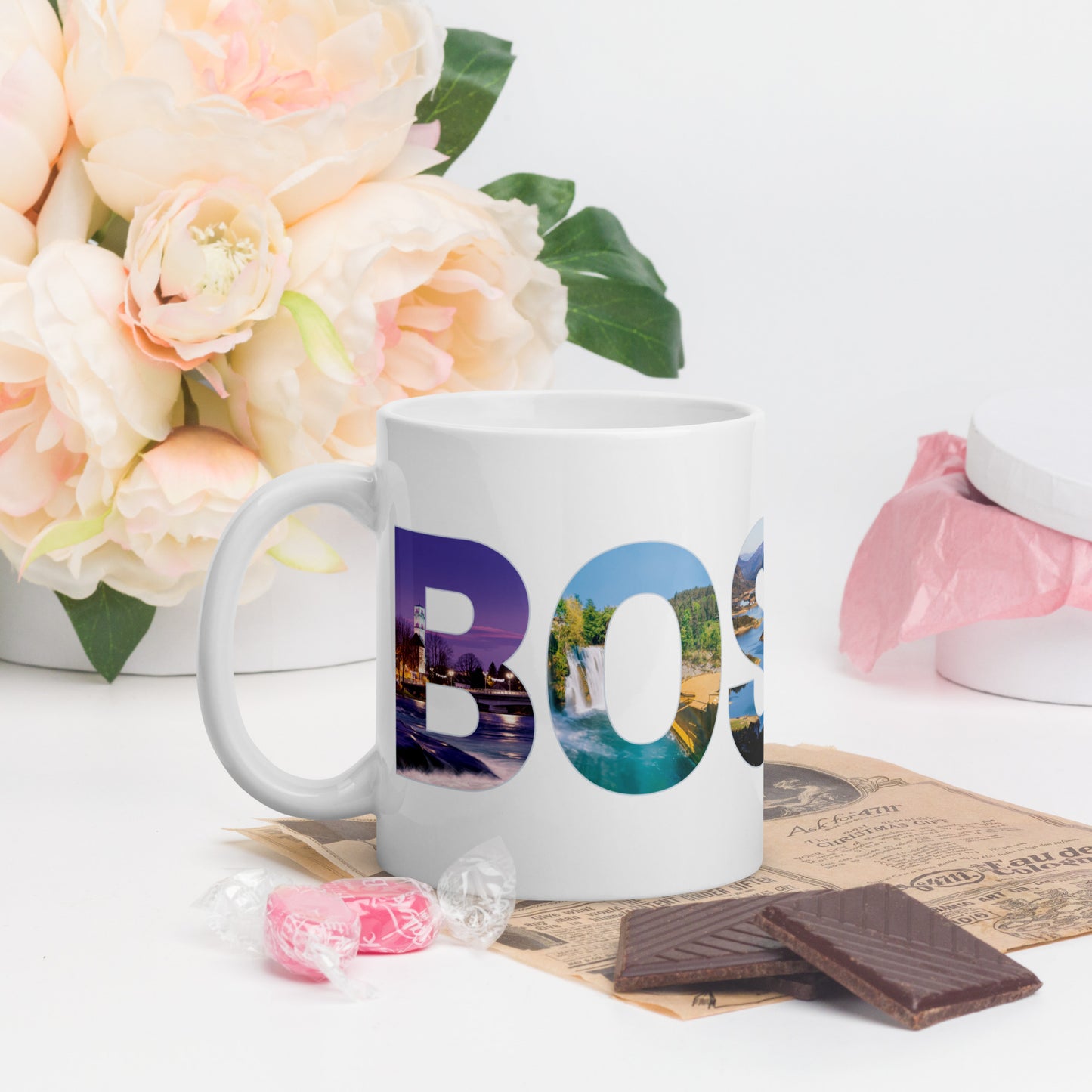 Bosnien Weiß glänzend Tee und Kaffeebecher